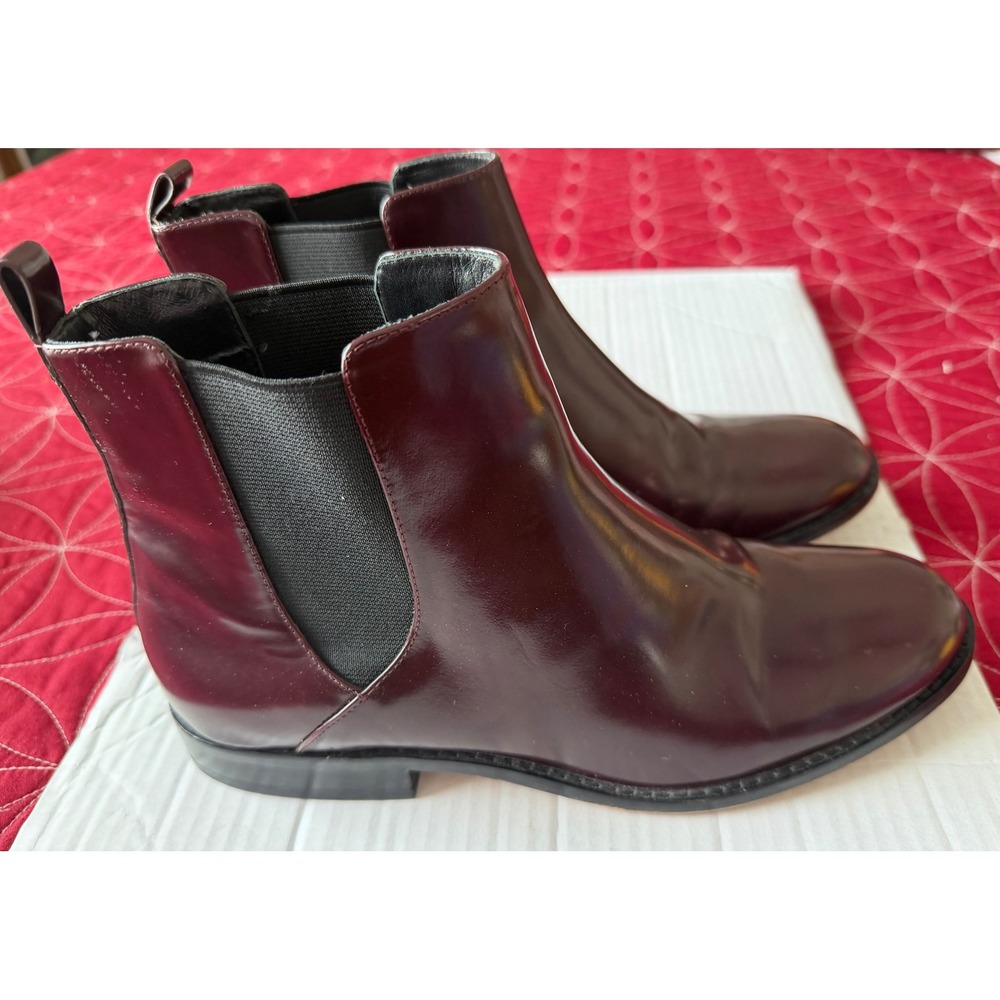 MICHAEL KORS Burgundy Patent Leather Thea Chelsea Boots Women's Size 9M